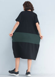 Elegant black Cotton dress Indian Fabrics patchwork Summer Dresses