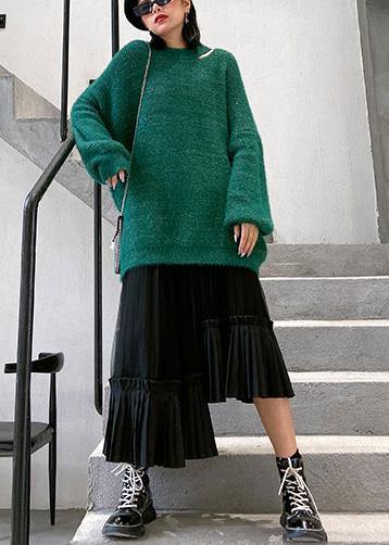 Elegant black Cotton quilting skirt layered tunic high waist skirts - SooLinen