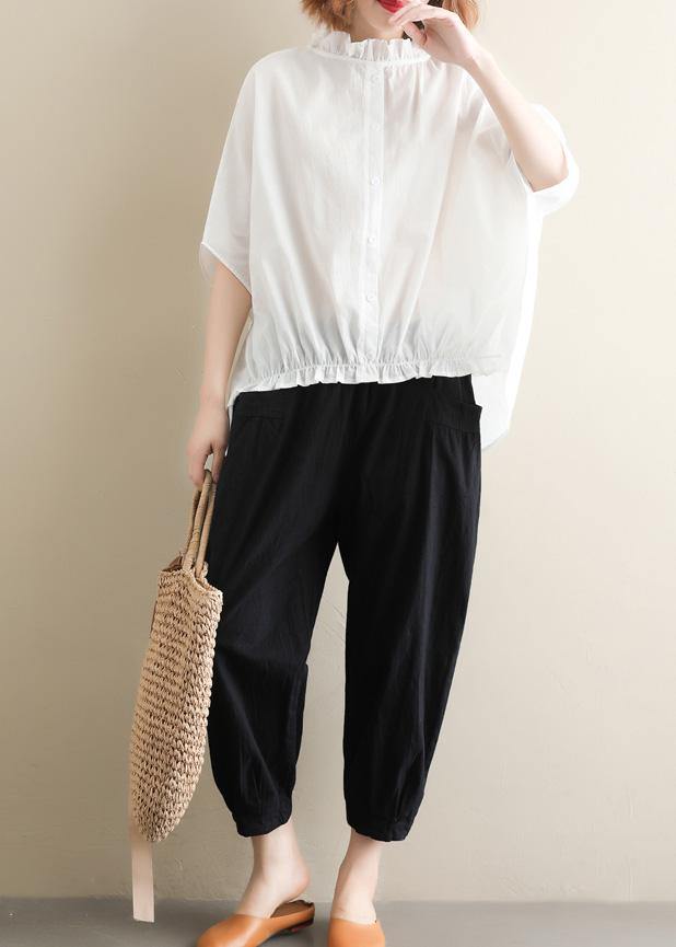Elegant black Jeans  elastic waist asymmetric Fabrics casual pants - SooLinen