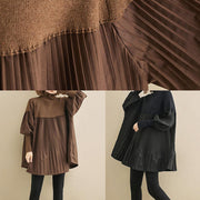 Elegant black clothes For Women high neck Cinched oversized shirts - SooLinen