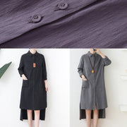 Elegant black dress lapel low high design short Dress - SooLinen