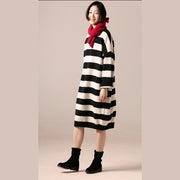 Elegante schwarz-weiße Wollmäntel Damen trendige plus Größe mittellanger Mantel Seite offener O-Ausschnitt Frühling Wolloberbekleidung