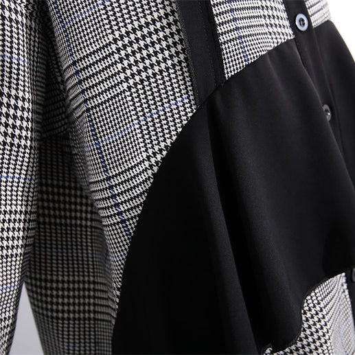 Elegante schwarz-weiß karierte Baumwoll-Kaftane plus Größen-Rüschen-Baumwollkleidungskleid Feine Baumwoll-Kaftane mit Reverskragen