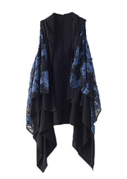 Elegant blue cotton Blouse sleeveless asymmetric cotton summer shirts - SooLinen