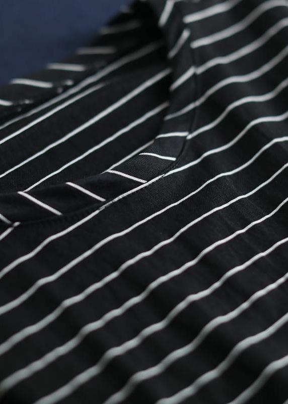 Elegant cotton Blouse Omychic Striped Batwing Sleeve Loose Breathable T-Shirt - SooLinen