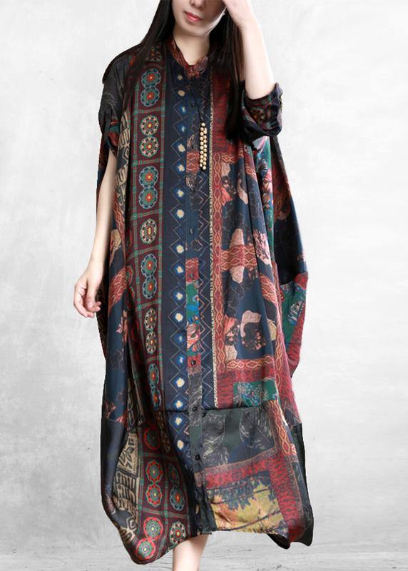 Elegant floral clothes For Women patchwork Plus Size Dresses - SooLinen