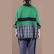 Elegant green Blouse lapel zippered Plus Size Clothing shirt - SooLinen