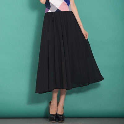 Elegant high waist chiffon clothes For Women Neckline black wild Dress summer - SooLinen