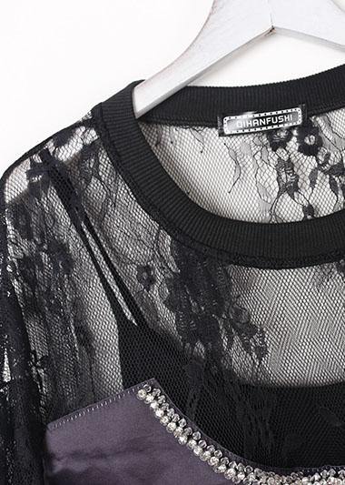 Elegant hollow out Tunics Outfits black prints Maxi Dress summer - SooLinen