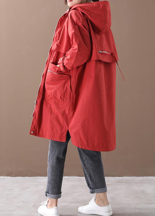 Elegant hooded zippered Plus Size coats women black women coats - SooLinen