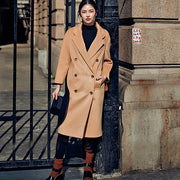 Elegant khaki Coats oversize Notched Wool Coat Fashion double breasted Wool Coat
