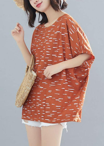Elegant khaki print clothes For Women o neck Batwing Sleeve daily blouses - SooLinen