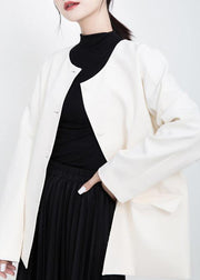 Elegant long sleeve Fashion Sailor Collar outfit white Knee jackets - SooLinen