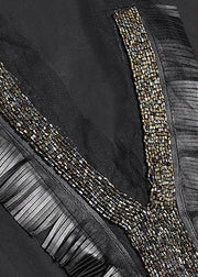Elegant o neck Batwing Sleeve Cotton clothes Stitches Fashion Ideas black Dress Summer - SooLinen
