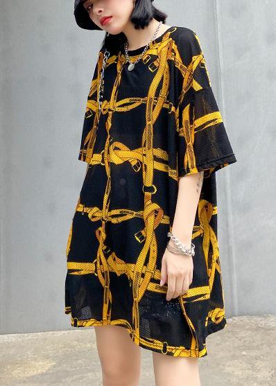 Elegant o neck half sleeve summer crane tops Work Outfits black plaid blouses - SooLinen