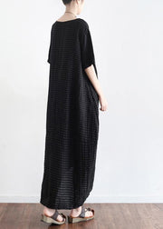 Elegant o neck linen clothes Tutorials black Dress summer - SooLinen
