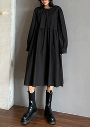 Elegant o neck patchwork plaid clothes Inspiration black Plus Size Dress - SooLinen