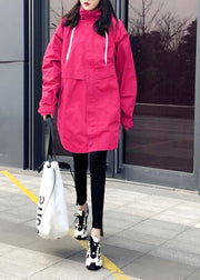 Elegant oversize snow jackets overcoat rose hooded zippered down jacket woman - SooLinen
