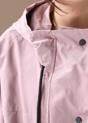 Elegant pink Fashion clothes hooded drawstring pockets outwear - SooLinen