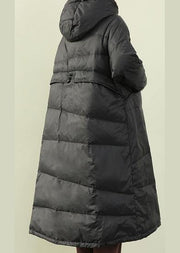 Elegant plus size clothing down dress winter black hooded warm casual women dresses - SooLinen