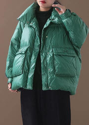 Elegant plus size clothing snow jackets winter overcoat green stand collar duck down coat - SooLinen