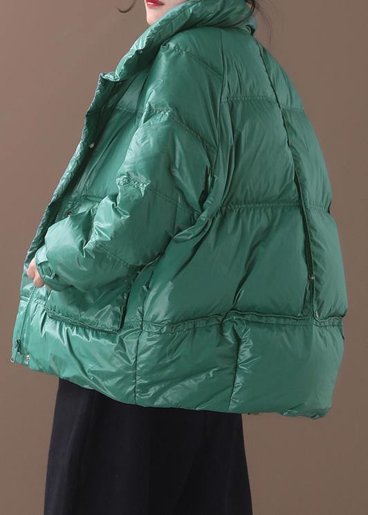 Elegant plus size clothing snow jackets winter overcoat green stand collar duck down coat - SooLinen