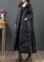 Elegant plus size clothing womens parka Jackets black hooded Button Down down jacket woman - SooLinen