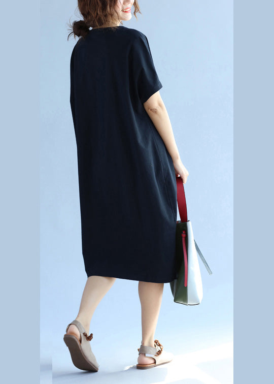 Elegante Taschen Baumwollkleidung für Frauen schwarzes Kleid Sommer