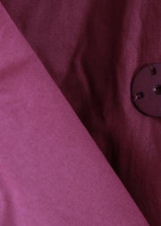 Elegant purple winter outwear casual snow v neck asymmetric coats - SooLinen