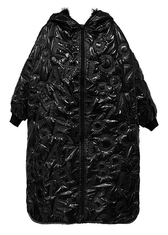 Elegant silver outwear trendy plus size snow hooded zippered winter outwear - SooLinen