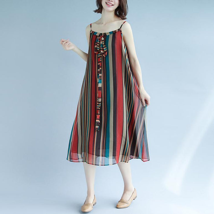 Elegant striped maxi dresses Spaghetti Strap floor dress holiday dress
