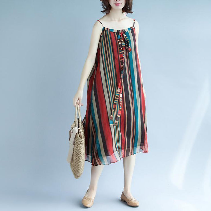 Elegant striped maxi dresses Spaghetti Strap floor dress holiday dress