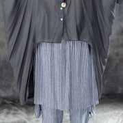 Elegant summer cotton blended t shirt oversize  Single Breasted Short Sleeve Loose Irregular Gray Blouse