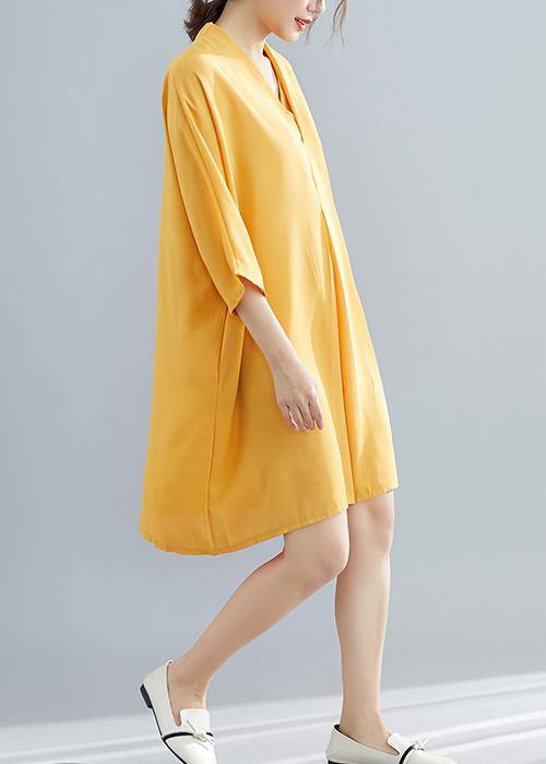 Elegant v neck Chiffon quilting clothes Photography yellow Dress summer - SooLinen