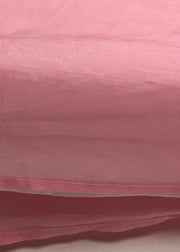 Elegantes Leinenkleid mit V-Ausschnitt, Dreiviertelärmeln, Metropolitan Museum, Ausschnitt, pinkes Etuikleid Sommer