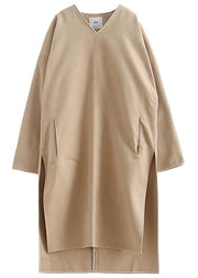 Elegant v neck tie waist tunic dress Fashion Ideas gray Dresses - SooLinen