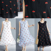 Elegant white lace dresses embroidery Maxi summer Dresses - SooLinen