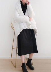 Elegant white warm winter coat plus size stand collar down jacket Dark buckle women coats - SooLinen