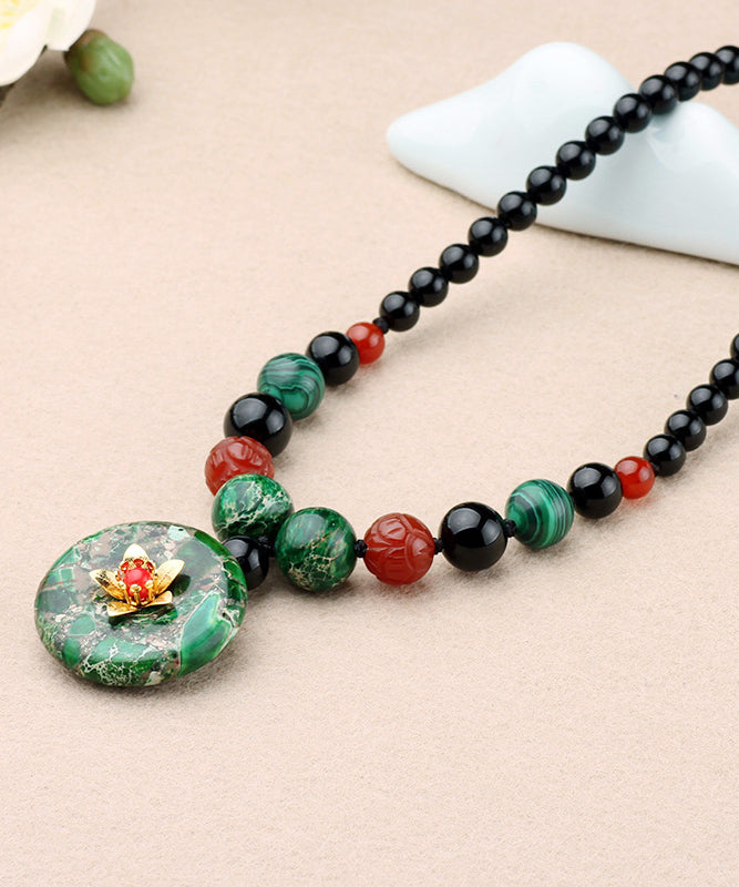 Ethnic Style Short Necklace Versatile Safety Buckle Jade Pendant