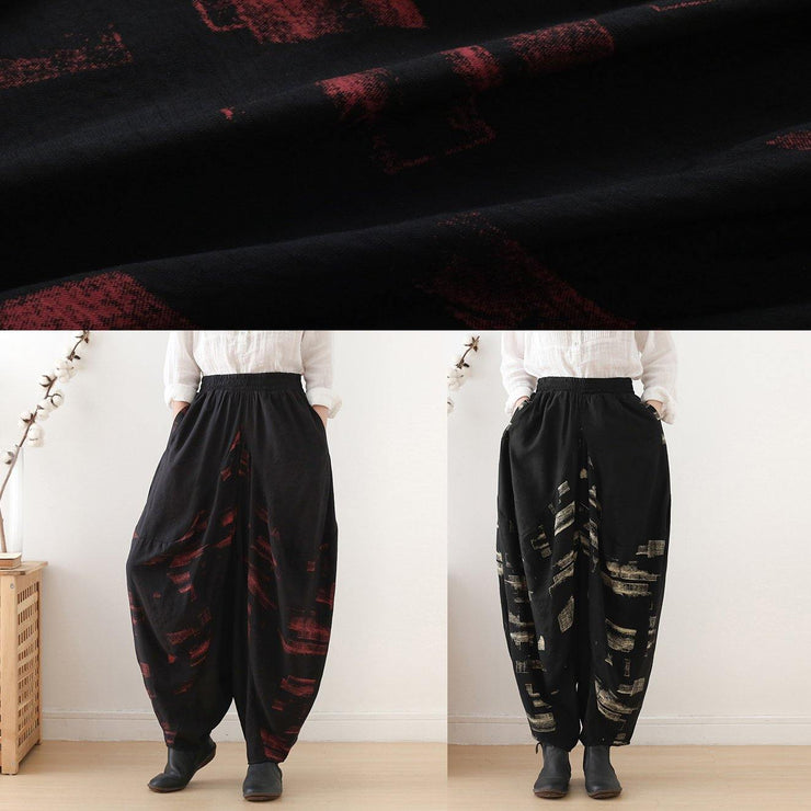 Ethnic nude style bloomers loose loose pants autumn cotton linen casual trousers - SooLinen