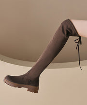 European And American Style Platform Knee Boots Brown Suede