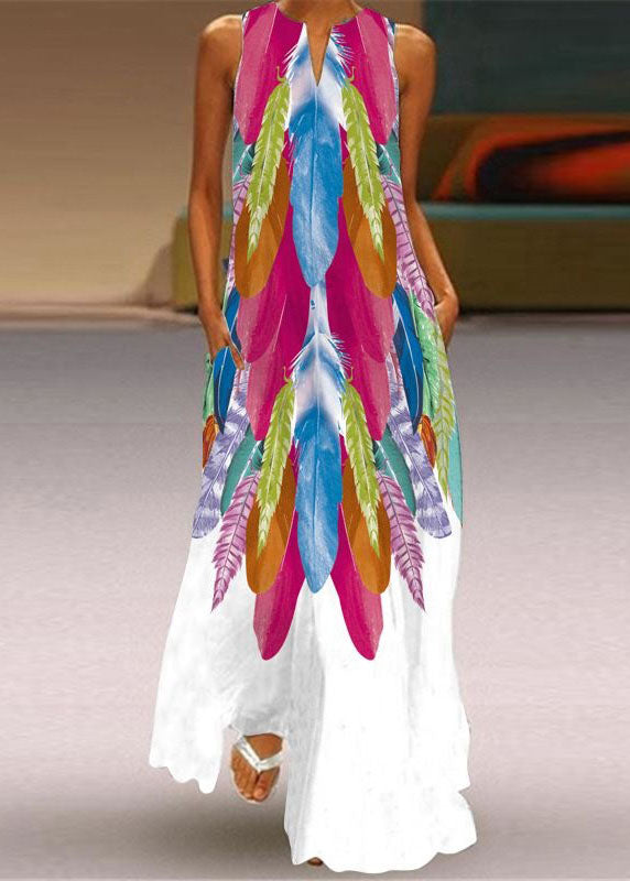 European Zebra Pattern V Neck Print Chiffon Dress Sleeveless