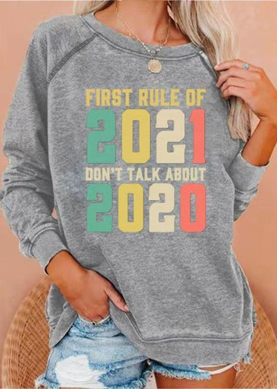 FRIST RULE OF 2021,DON'T TALK ABOUT 2021' Graphic Gray Hoodies - SooLinen