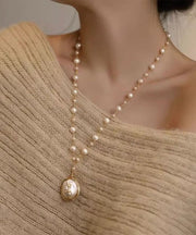 Fashio White Pearl Tassel Pendant Necklace