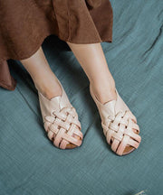 Fashion  Water Sandals White Cowhide Leather Walking Sandals - SooLinen