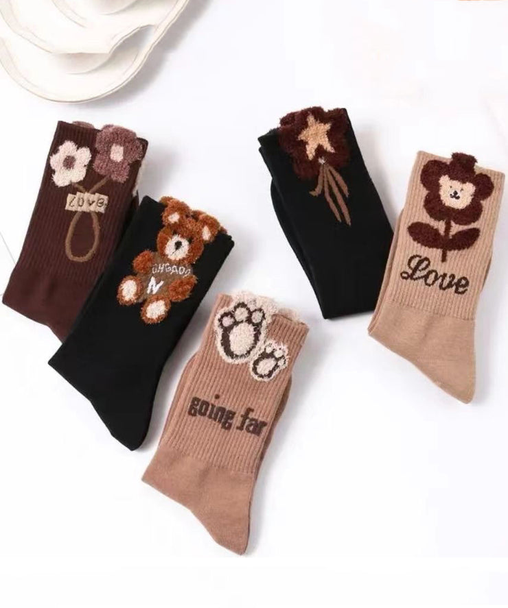 Fashion 3D Pattern Spring and Autumn Style Mid Calf Socks