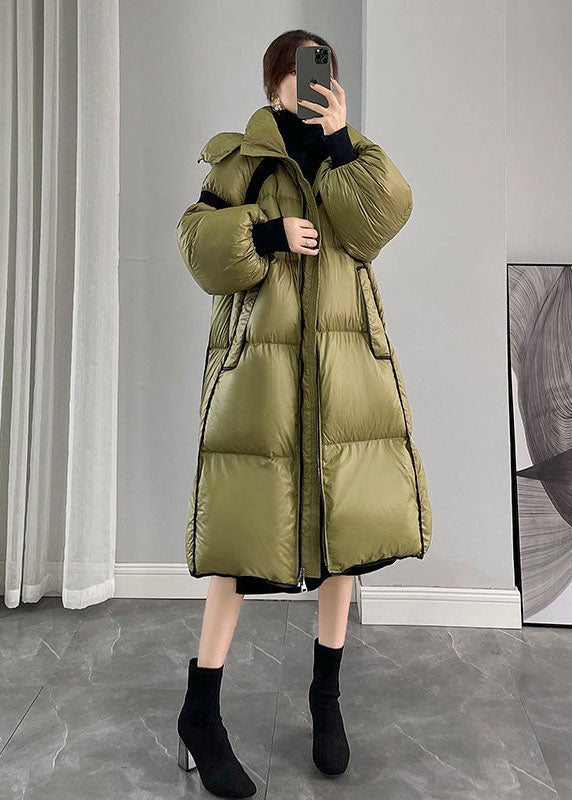Fashion Army Green Kapuzen-Patchwork-Entendaunen-Canada-Gans-Mäntel Winter