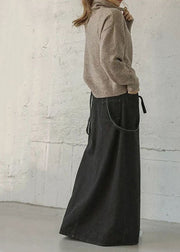Mode Schwarz Asymmetrisches Design Baumwollträger A-Linie Röcke Sommer