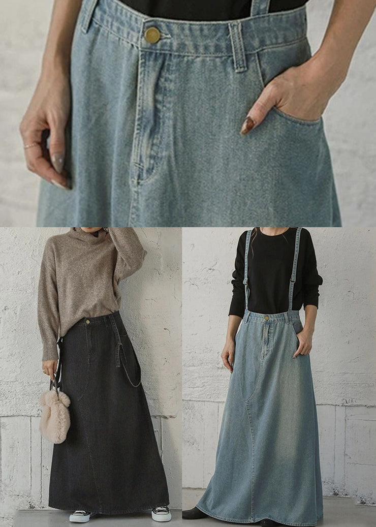 Fashion Black Asymmetrical Design Cotton Straps A Line Skirts Summer