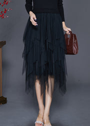 Fashion Black Asymmetrical Exra Large Hem Tulle Skirt Summer
